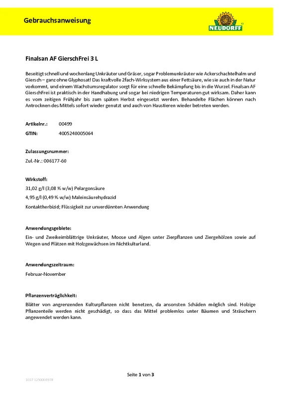 Finalsan AF GierschFrei (3 L) | Pflanzenschutz & Dünger Von Neudorff 3 Finalsan AF GierschFrei (3 L) | Pflanzenschutz & Dünger Von Neudorff