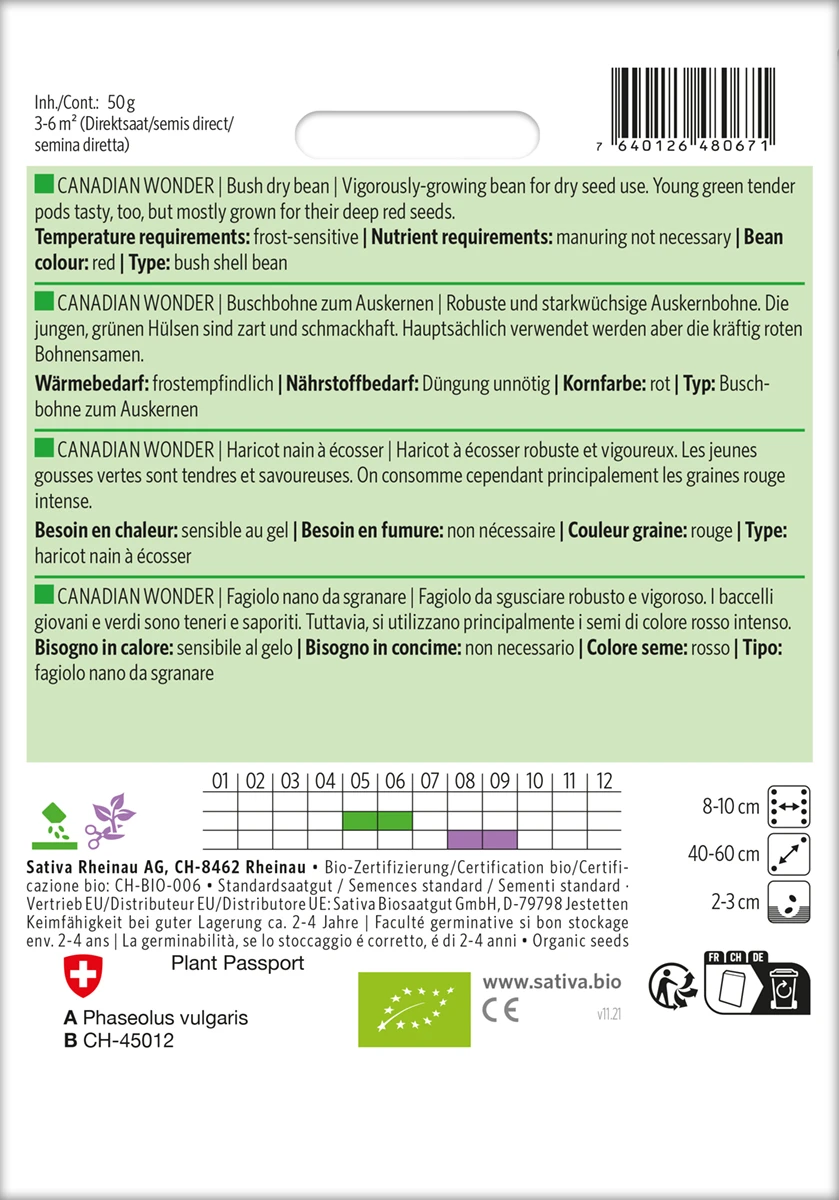 Auskernbohne Canadian Wonder | BIO Auskernbohnensamen Von Sativa Rheinau 4 Auskernbohne Canadian Wonder | BIO Auskernbohnensamen Von Sativa Rheinau – Bild 2
