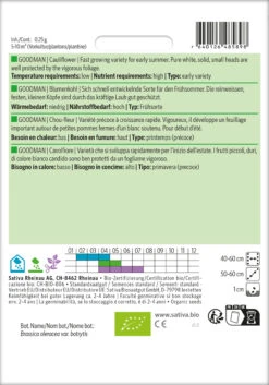 Blumenkohl Goodman | BIO Blumenkohlsamen Von Sativa Rheinau