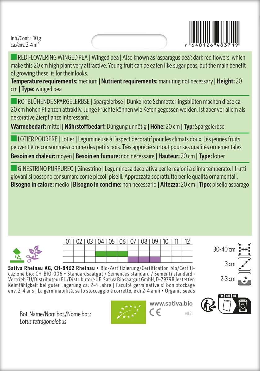 Spargelerbse Rotblühende Spargelerbse | BIO Erbsensamen Von Sativa Rheinau 4 Spargelerbse Rotblühende Spargelerbse | BIO Erbsensamen Von Sativa Rheinau – Bild 2