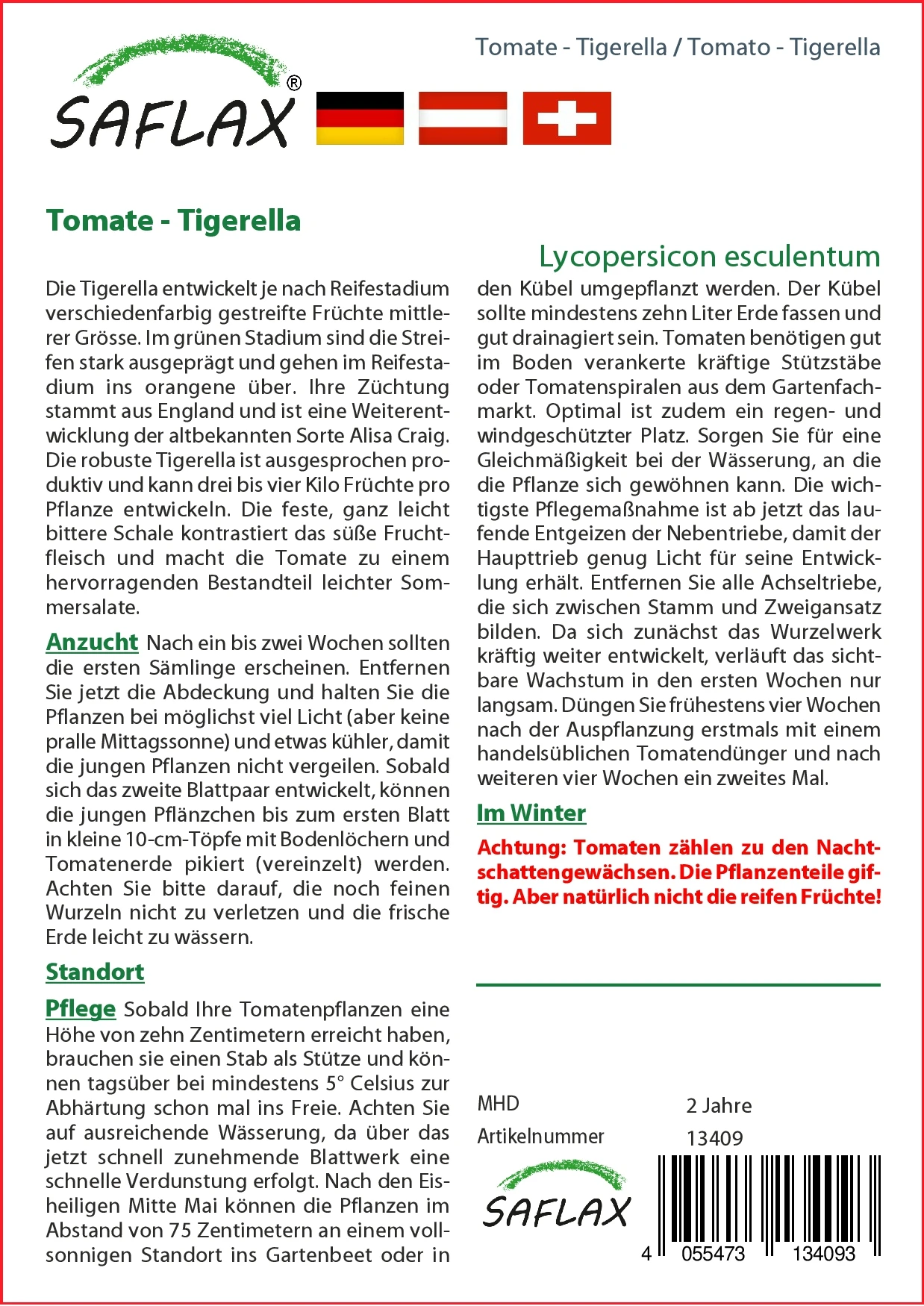 Tomate Tigerella | Tomatensamen Von Saflax 4 Tomate Tigerella | Tomatensamen Von Saflax – Bild 2