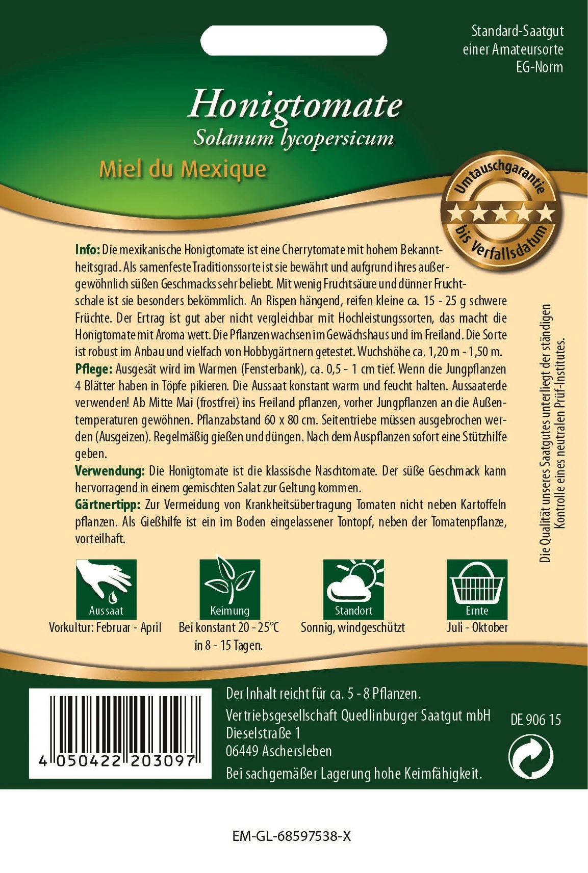 Mexikanische Honigtomate Miel Du Mexique | Kirschtomatensamen Von Quedlinburger 3 Mexikanische Honigtomate Miel Du Mexique | Kirschtomatensamen Von Quedlinburger