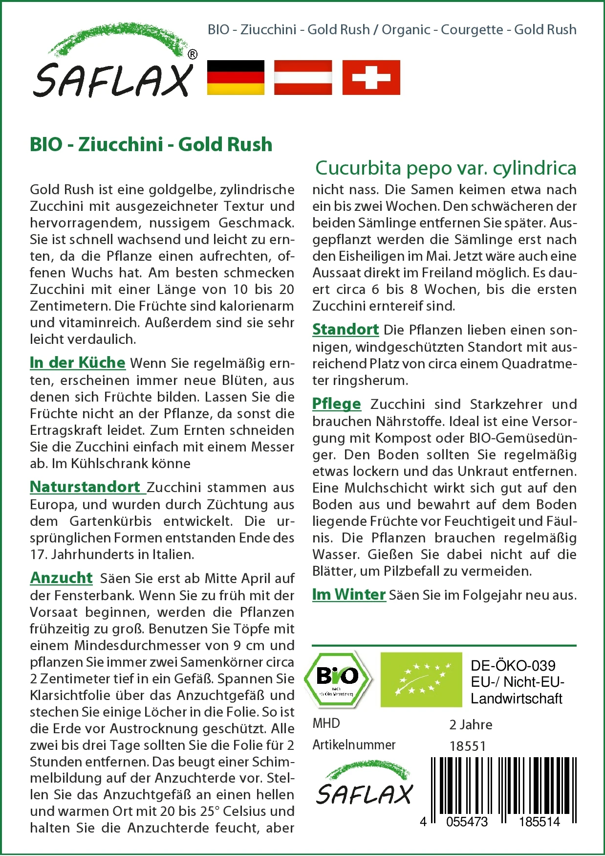 Zucchini Gold Rush | BIO Zucchinisamen Von Saflax 3 Zucchini Gold Rush | BIO Zucchinisamen Von Saflax