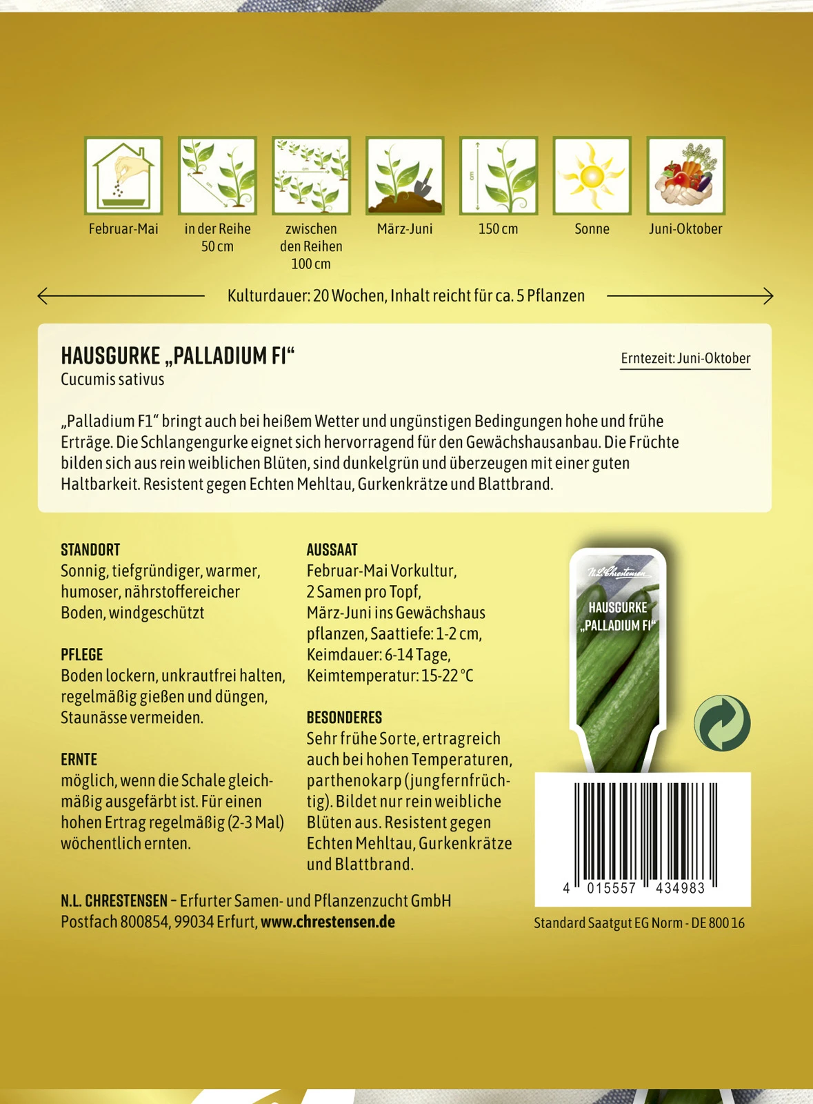 Hausgurke Palladium F1 | Gurkensamen Von N.L. Chrestensen 4 Hausgurke Palladium F1 | Gurkensamen Von N.L. Chrestensen – Bild 2
