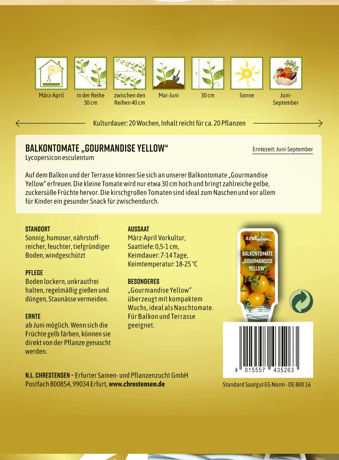 Balkontomate Gourmandise Yellow | Kirschtomatensamen Von N.L. Chrestensen 4 Balkontomate Gourmandise Yellow | Kirschtomatensamen Von N.L. Chrestensen – Bild 2