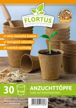 8 Cm Anzuchttopf Rund Auf Holzfaser Basis | Anzuchttöpfe Von FLORTUS -Garten- Und Outdoor-Geschäfte 552303 8 cm Anzuchttopf rund auf Holzfaser Basis 30 Stueck 2000 0595 1