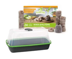 BoQube M &amp; FLORTUS Kokos Quelltöpfe (24 Stück) | Anzuchtzubehör Set Von FLORTUS -Garten- Und Outdoor-Geschäfte 562697 BoQube M und FLORTUS Kokos Quelltoepfe 24 Stueck 2000 2385 anthrazit 1